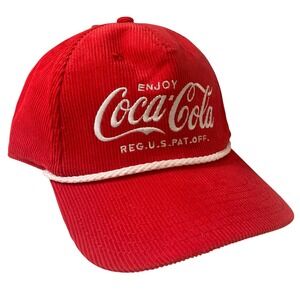 Mad Engine Coca-Cola Red Corduroy White Rope Snapback Adjustable Hat Cap OSFM